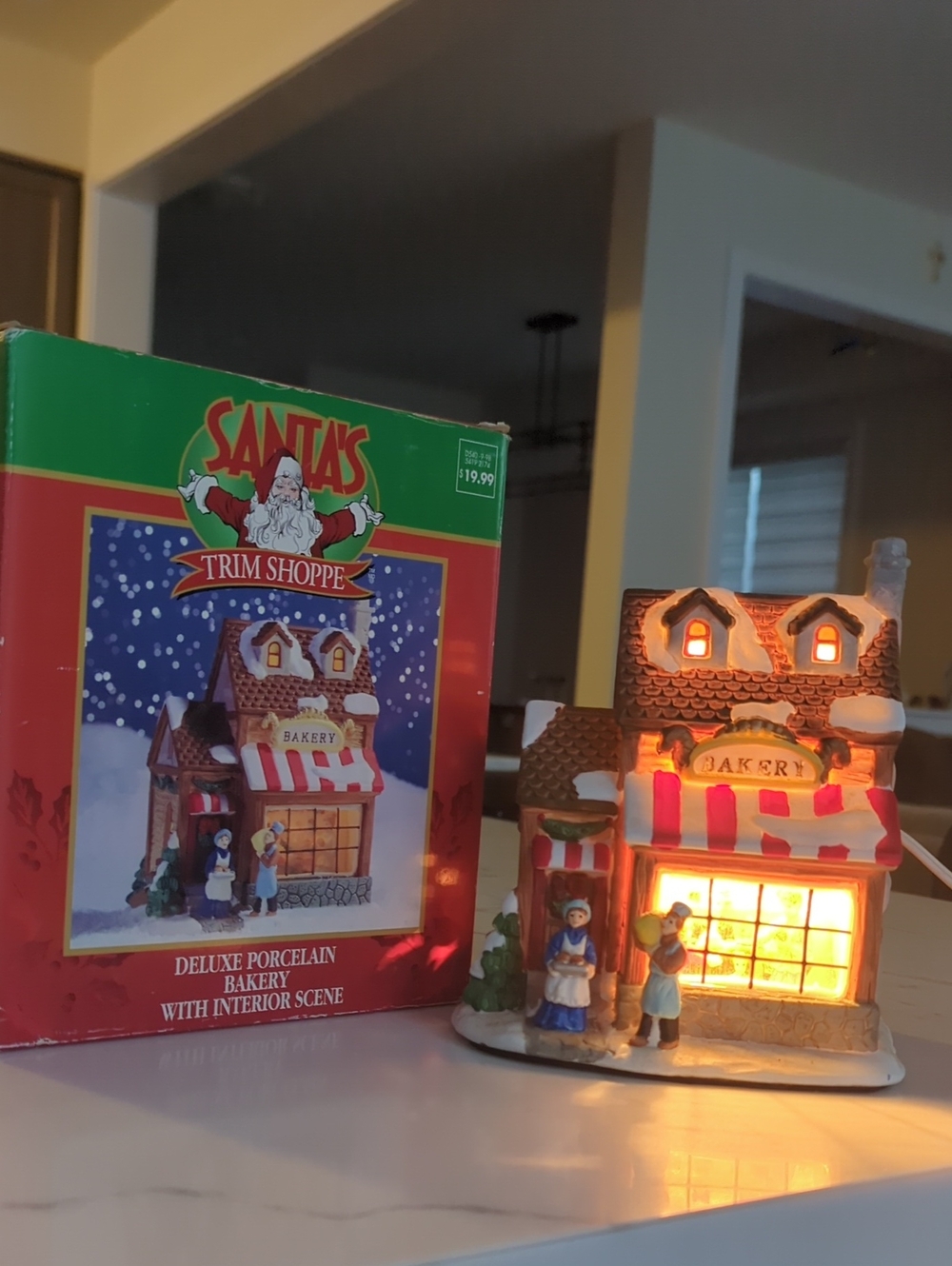 Porcelain Bakery With Interior Scene Christmas Village Building House
